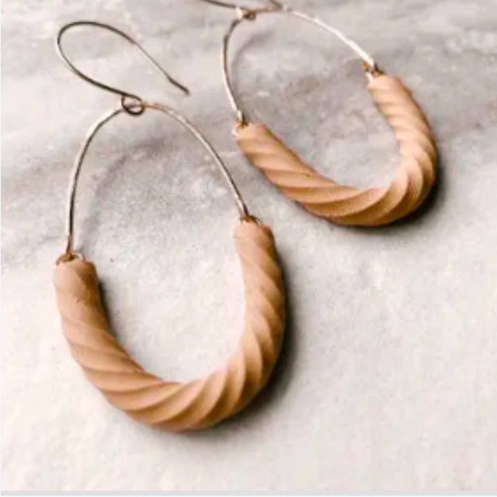COPY - Earrings clayhoops,hammered 14k gold fill metal and polymer clay.